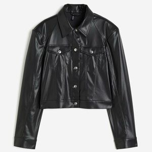 H&M Coated Jacket with Shoulder Pads